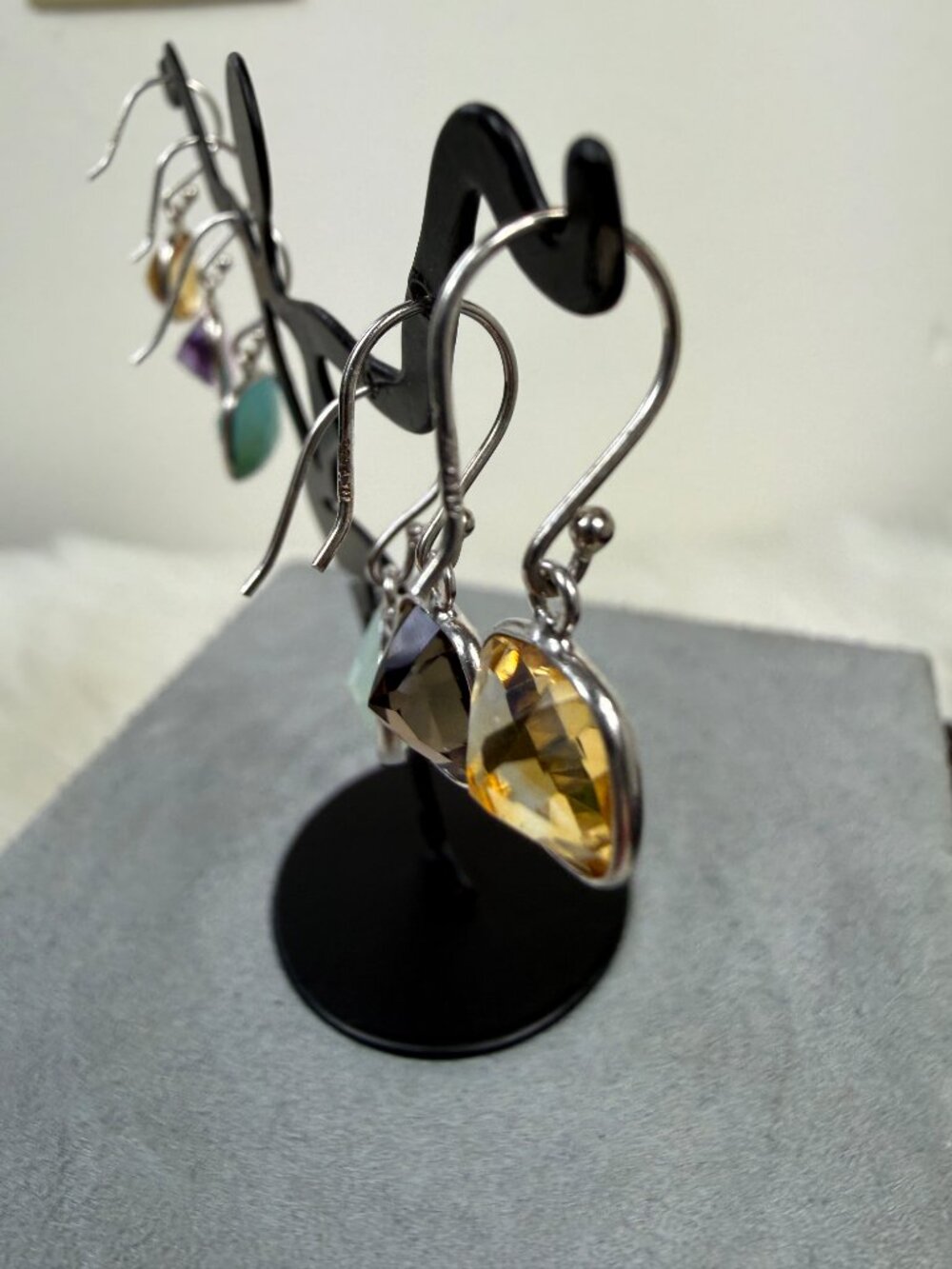 Six Sterling Silver Gemstone Pierced Earrings - Mismatched JTV - Picture 6 of 6